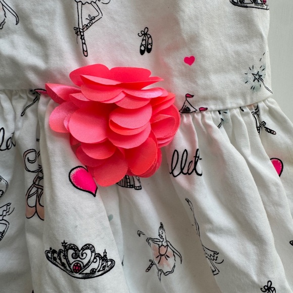 The Children's Place 3T Girls White and Pink Ballet Dance Sleeveless Dress - Picture 3 of 6